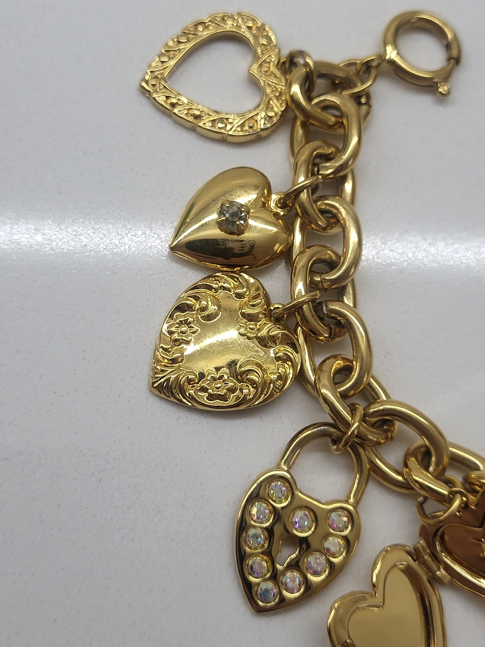 Kirks Folly Signed Charm Bracelet W/Locket - Picture 9 of 10